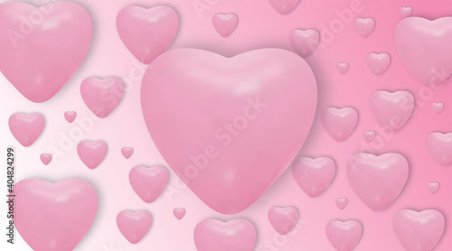 Pink heart balloons on pink background . vector Realistic balloons .Valentines day vector background.