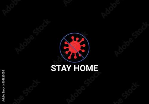 Stay home Abstract corona virus vector logo design template