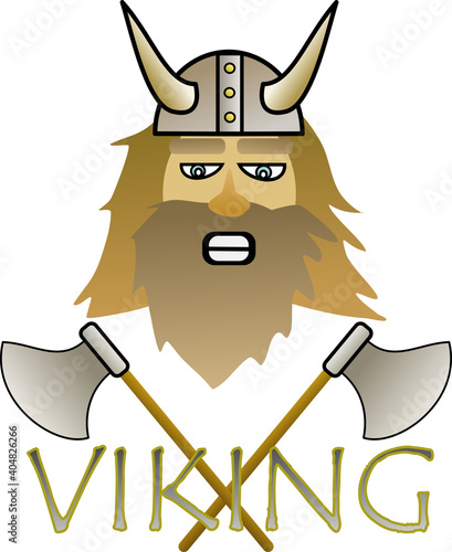 Viking with helmet and axes