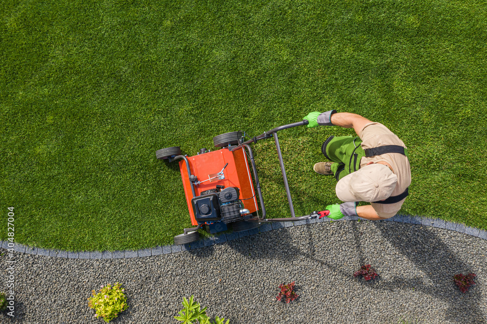 Ταπετσαρία Backyard Garden Lawn Aeration Job Aerial View