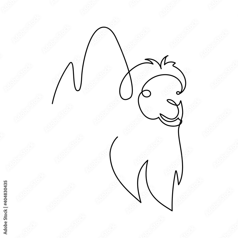 Camel portrait in continuous line art drawing style. Bactrian camel minimalist black linear sketch isolated on white background. Vector illustration Camel portrait in continuous line art drawing style. Bactrian camel minimalist black linear sketch isolated on white background. Vector illustration