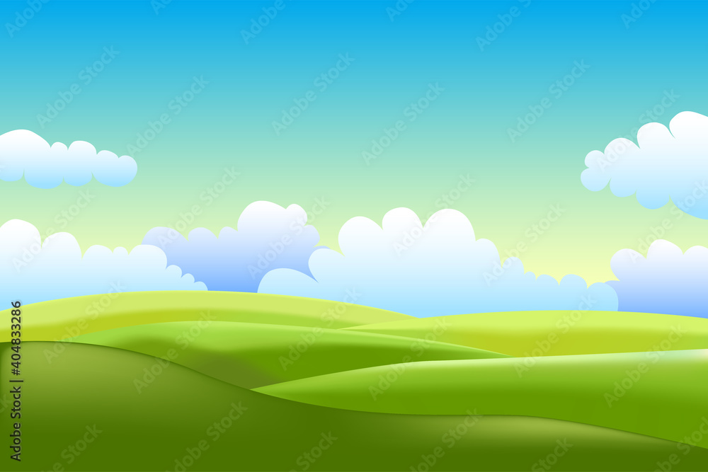 Fototapeta premium Vector illustration of a beautiful green field
