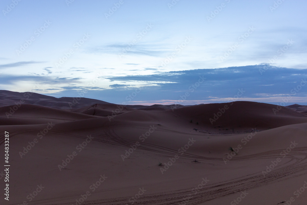 sunset in the desert of sahara