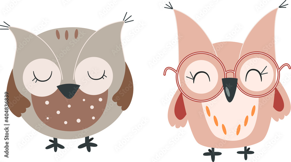Cute owl. Vector child character bird. Children's cartoon illustration. Childish t shirt print design