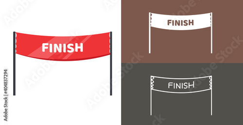 finish banner isolated vector icon. racing sport line solid flar icon