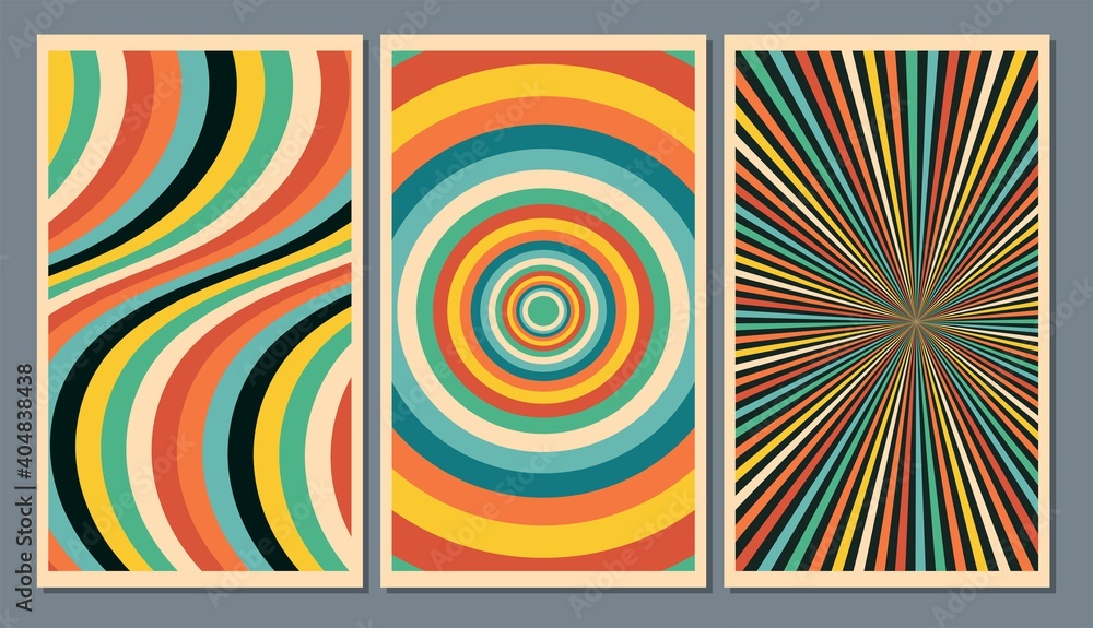 Fotografie Psychedelic 1960s Style Backgrounds, Illustrations, Covers, Posters Templates