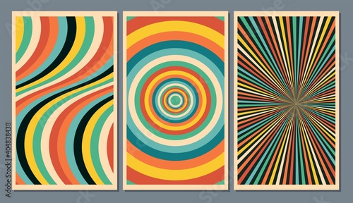 Psychedelic 1960s Style Backgrounds, Illustrations, Covers, Posters Templates