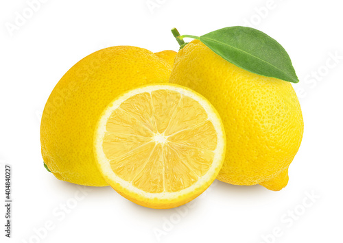 Fresh lemon fruit and sliced isolated on white background,Juicy lemon.