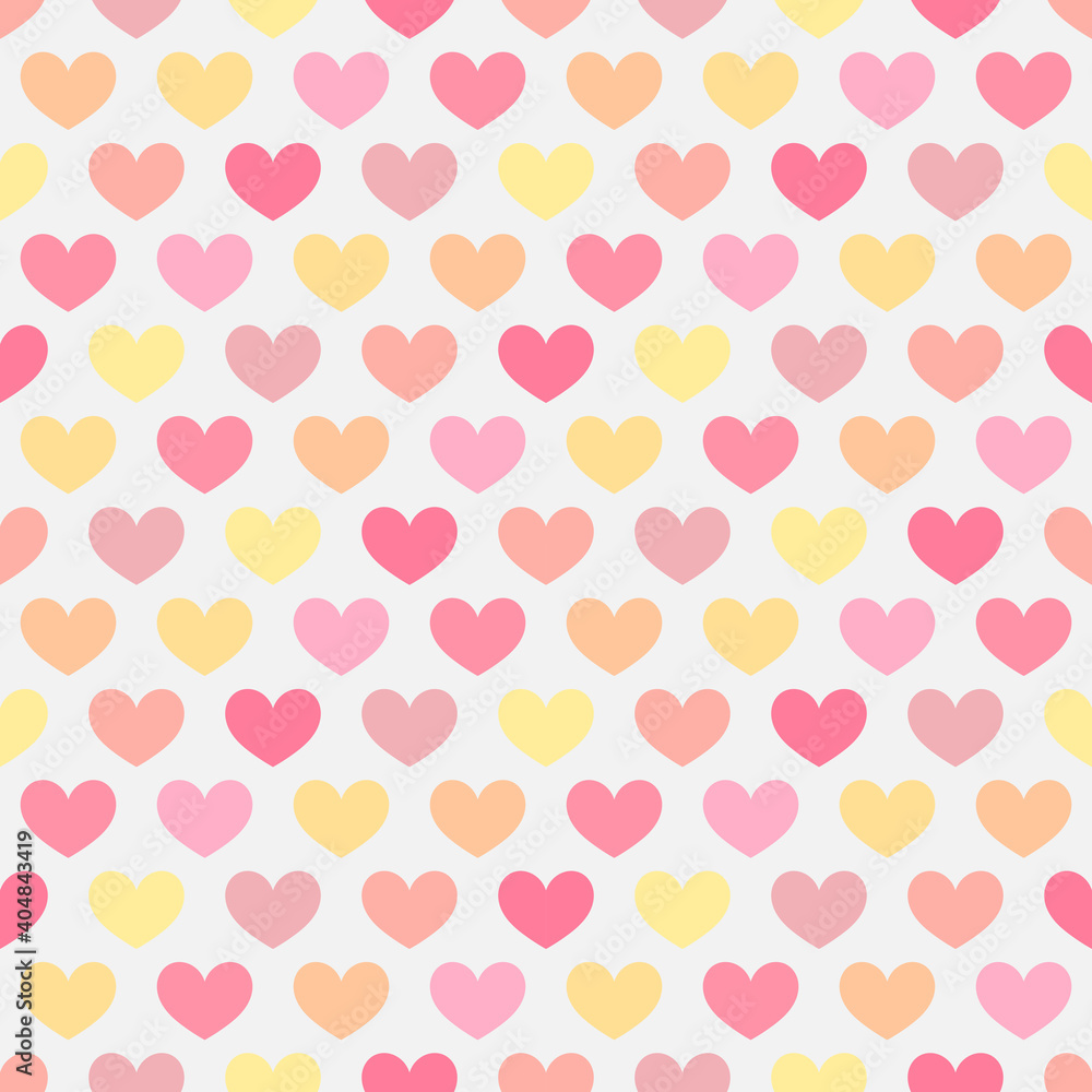 Hearts pastel bright colors seamless pattern.