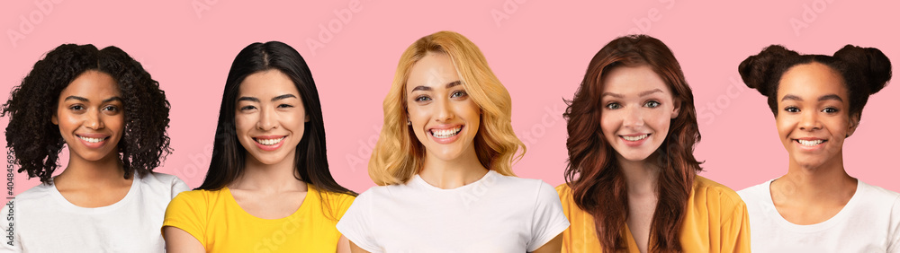 Beautiful multiracial young women, set of portraits Beautiful multiracial young women, set of portraits