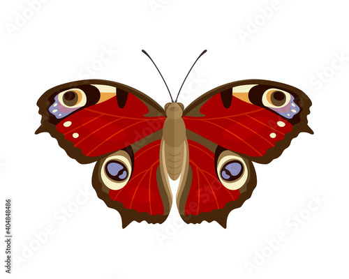 red butterfly isolated on white background. Vector cartoon flat illustration.