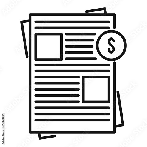Estimator money paper icon. Outline estimator money paper vector icon for web design isolated on white background