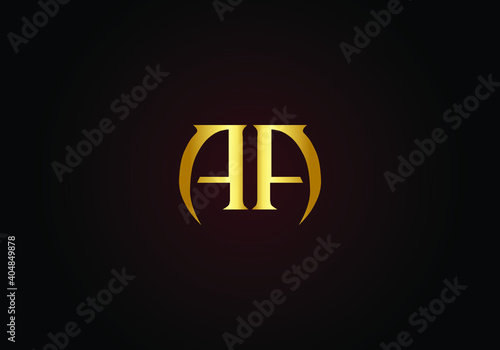 A or AA Letter Logo Template Illustration Design in gold color. Vector EPS.	
