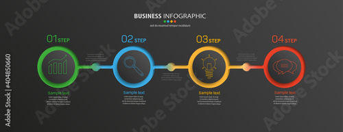 Vector business infographic design template with icons and 4 options or steps. Can be used for presentations banner, workflow layout, process diagram, flow chart, info graph