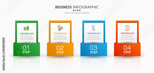 Vector business infographic design template with icons and 4 options or steps. Can be used for presentations banner, workflow layout, process diagram, flow chart, info graph