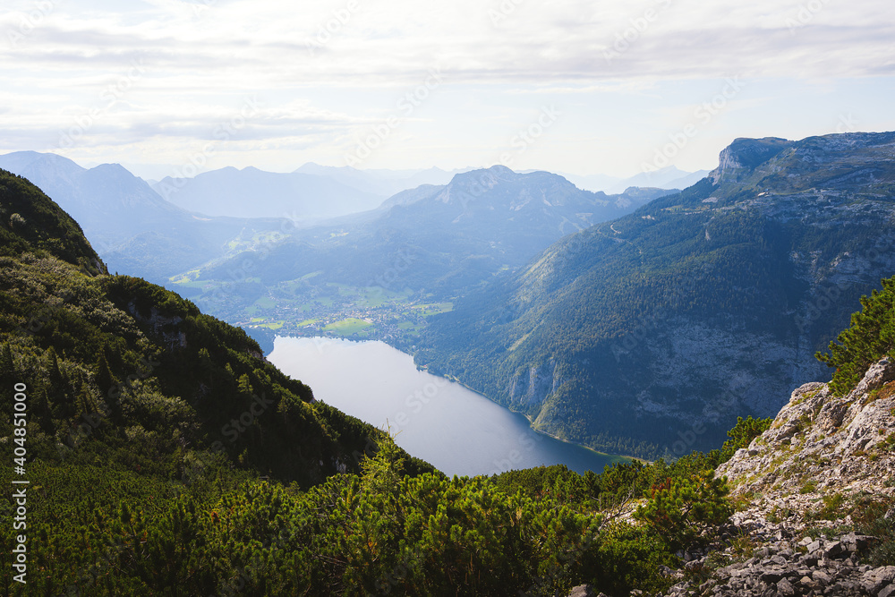 View of Lake Altaussee from Mount Trisselwand, Austria.	
