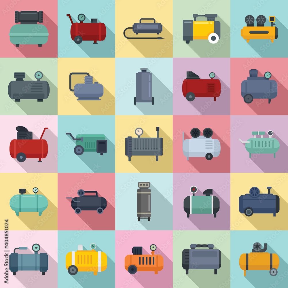 Obraz na plátně Air compressor icons set