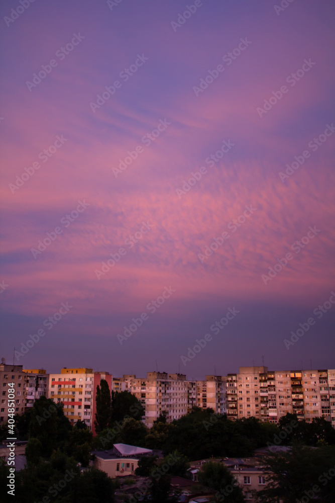 Pink twilight sky