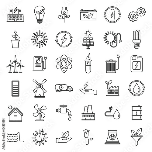 Bio clean energy icons set. Outline set of Bio clean energy vector icons for web design isolated on white background