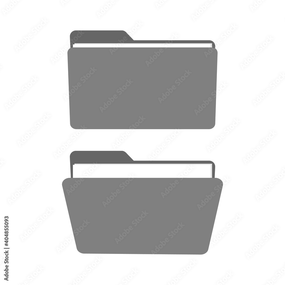 File folder vector icon.Closed and open folders with files in gray. EPS 10 . File folder vector icon.Closed and open folders with files in gray. EPS 10 .