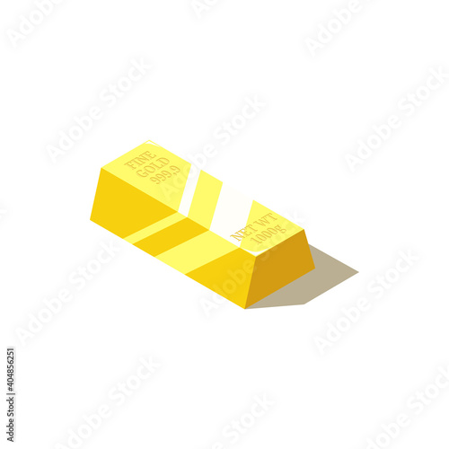 Vector illustration of a gold bar in isometric view