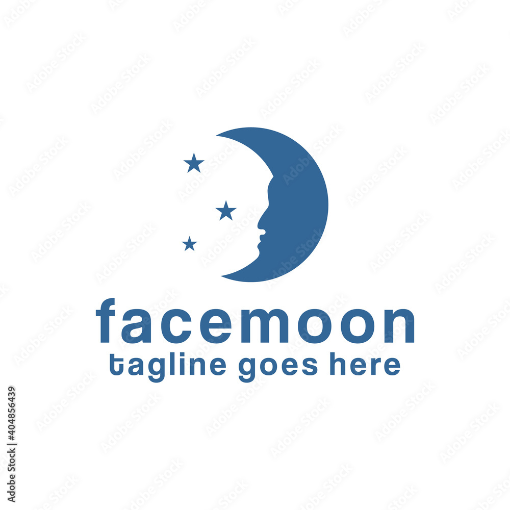 crescent moon vector logo shaped face in silhouette style crescent moon vector logo shaped face in silhouette style