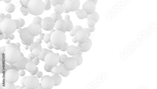 Big cluster of white spheres isolated on white background. Decorative design modern circle shape. 3d render