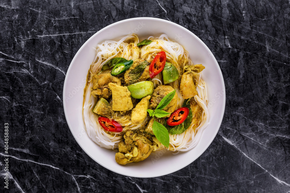 Rice Noodles with Chicken green curry Rice Noodles with Chicken green curry