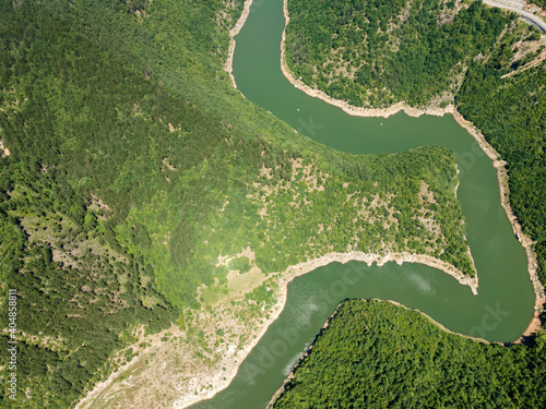 Aerial summer view of Tsankov kamak Reservoir, Bulgaria