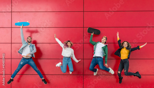 Group of teenagers making activities after school photo