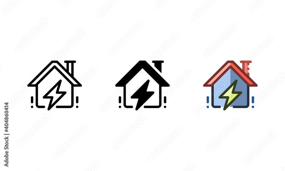 Obraz premium Home energy icon. With outline, glyph, and filled outline styles