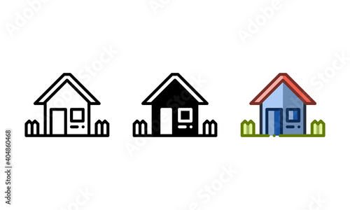 Home icon. With outline, glyph, and filled outline styles