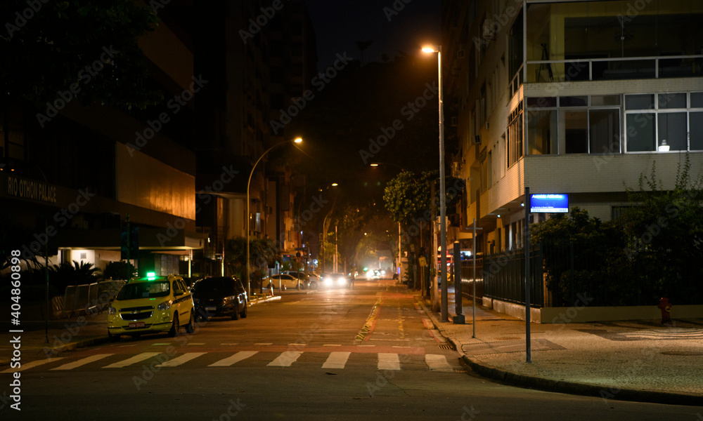 Avenida Atlantica in the early morning. Rio de Janeiro