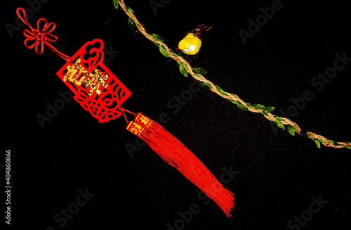 Text in Chinese translated as congratulations and happy new year 