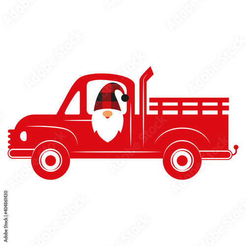 Valentine car, truck with  gnome Valentine’s Day, silhouette