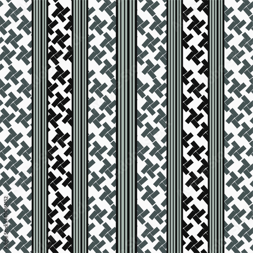 Seamless pattern with vertical stripes. Geometric pattern in black and white. Vintage ornament for wallpaper, printing on the packaging paper, textiles