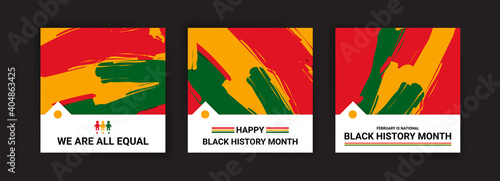 Collection of black history month social media posts. Celebrating black history month.