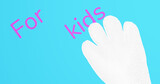 Render with white cat paw with pink lettering for kids
