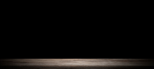 The black room with wood shelf table,used as a studio background wall to display your products.