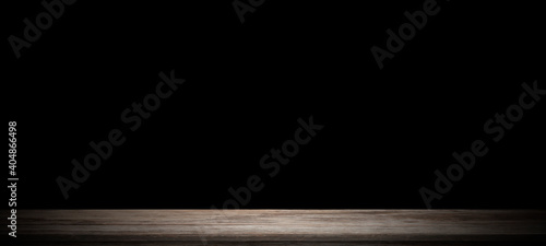 The black room with wood shelf table,used as a studio background wall to display your products.