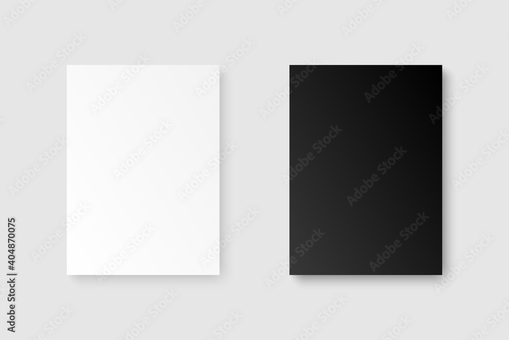 White black paper sheet. Mockup paper sheet A4. Vector illustration White black paper sheet. Mockup paper sheet A4. Vector illustration