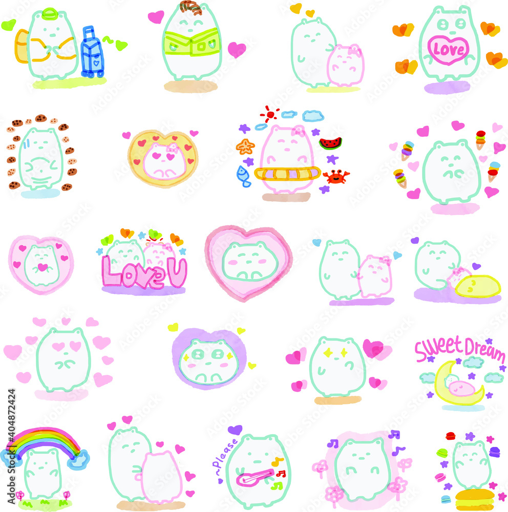 Couple lover sweet heart babe lifestyle cute pastel bear cartoon Couple lover sweet heart babe lifestyle cute pastel bear cartoon