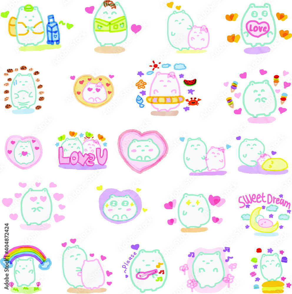 Couple lover sweet heart babe lifestyle cute pastel bear cartoon