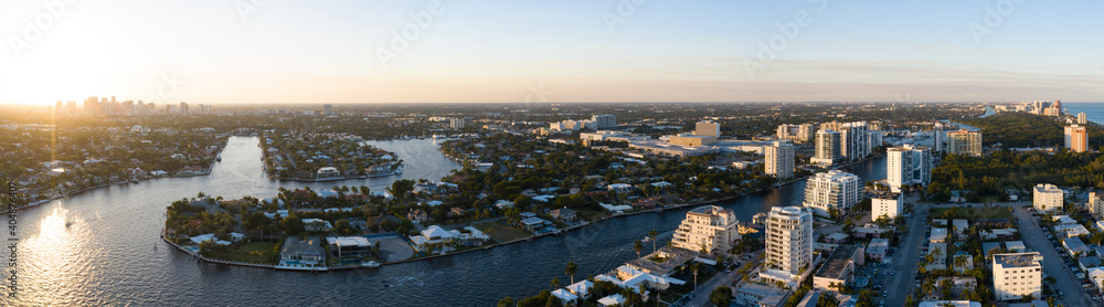 Aerial photo dusk at Fort Lauderdale Beach FL