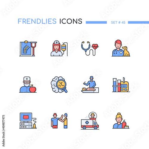 Medical professions - line design style icons set