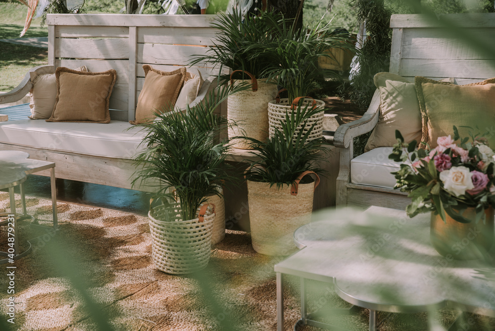 wooden tables and chairs with colorful flowers wooden tables and chairs with colorful flowers