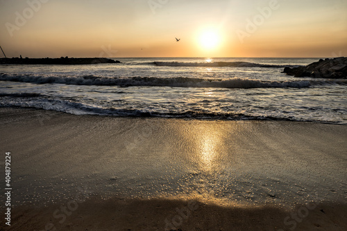 Sunrise in the beach    Mar del Plata  Argentina                 