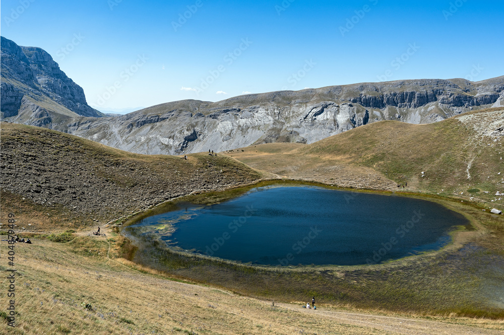 View of the so-called Dragon Lake or Drakolimni at the Tymfi mountain in Epirus, Greece