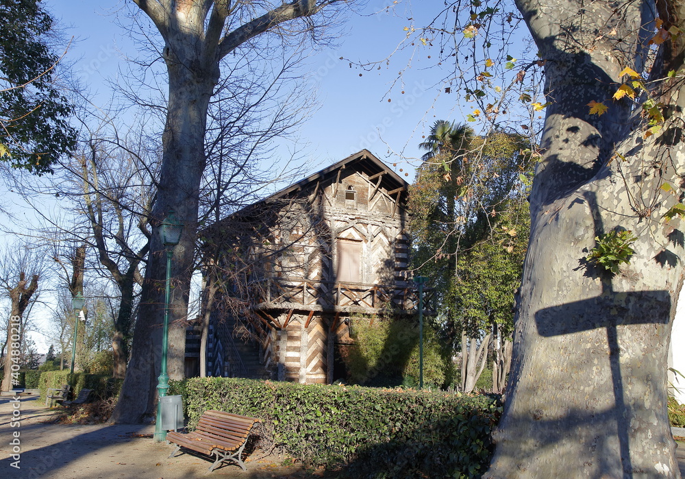 Εκτύπωση καμβά the haunted house, photograph of an old house lined with natural cork, Parque de