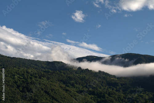 clouds over the mountains,nature, blue, clouds,landscape, sky,green, forest,view, panorama,morning, outdoor, 